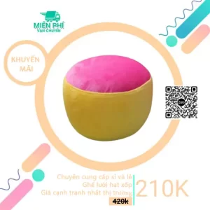 Đôn ghế lười cao cấp TPHCM phối màu vàng-hồng DGL019